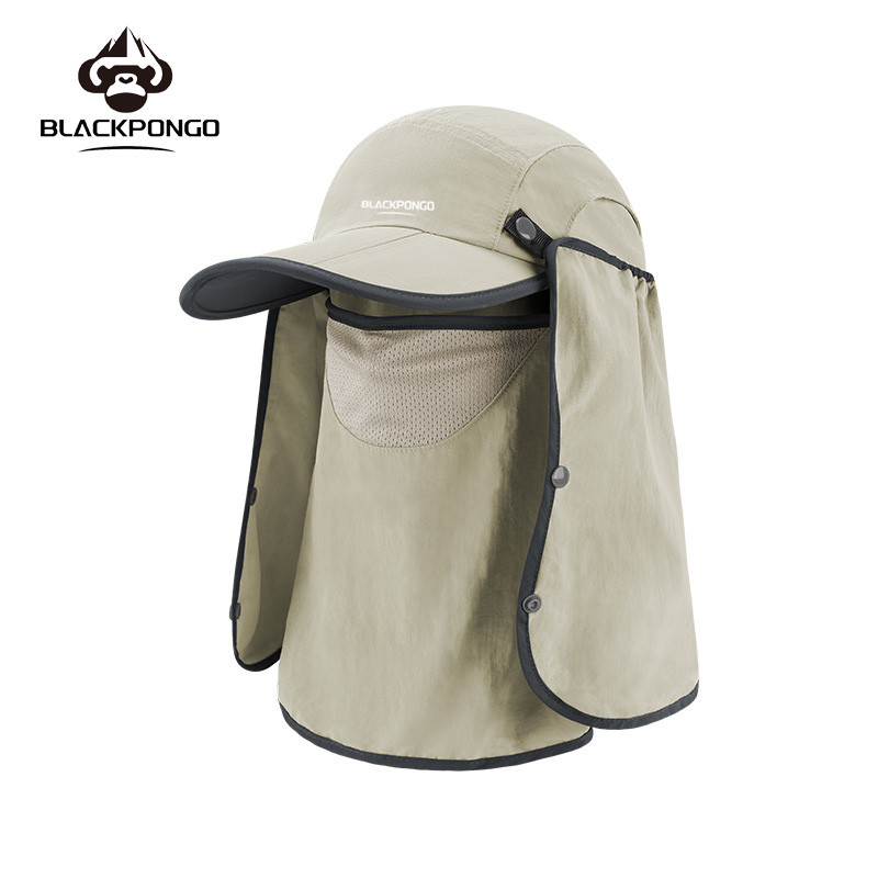 Blackpongo Sun Protection หมวกกันแดดมัลติฟังก์ชั่นพับได้ Breathable พักผ่อนกลางแจ้งเดินป่า Mountaineering Duckbill หมวกพร้อมหน้ากาก 56-60 ซม.