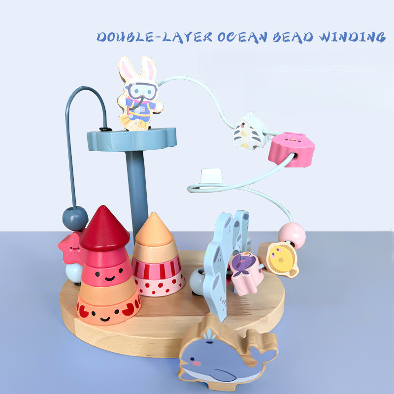 Montessori ไม้ Planet ลูกปัดเขาวงกตของเล่น Sensory Development ของเล่นสําหรับเด็กวัยหัดเดิน Circle R