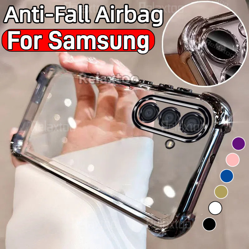 SAMSUNG ปลอกใสสําหรับSamsung Galaxy A16 A56 A36 A26 A06 A15 A25 A35 A55 A14 A24 A34 A54 A13 A52 A73 5Gใสชุบนุ่มกันกระแทกคู่เคสโทรศัพท์ปกป้องฝาหลังปลอก