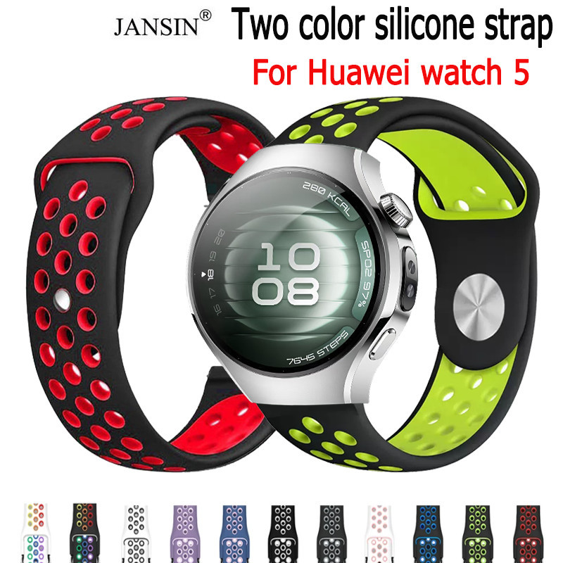 สายนาฬิกาสําหรับ Huawei watch 5 46mm สายนาฬิกาซิลิโคน Glo Smartwatch สายนาฬิกาซิลิโคนถัง Smartwatch