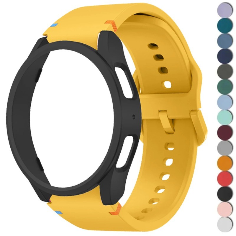 SAMSUNG กรณี + สายรัด สําหรับ ซัมซุง กาแลคซี นาฬิกา 7 6 5 4 40 44 มม.ซิลิโคนวง พีซี ป้องกันฝาครอบกันชนสําหรับ 6 คลาสสิก 43 47 มม. กีฬาสร้อยข้อ