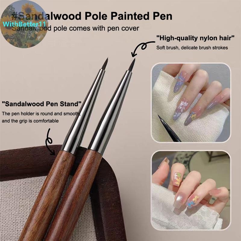 Better ไม้จันทน์เล็บ UV ปากกาเจลแปรง Nail Art Liner แปรงดอกไม้วาดปากกาเล็บเครื่องมือ TH
