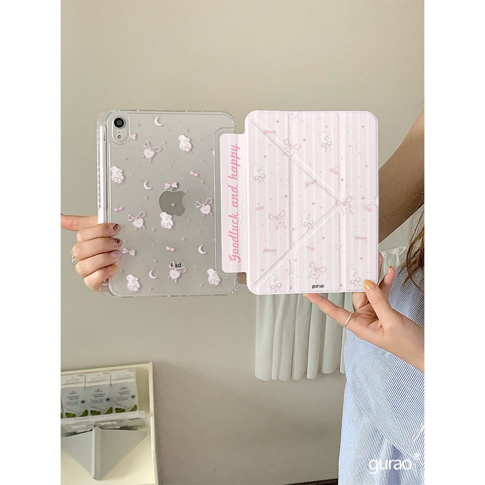 เคสไอแพด air4 เคส ipad gen9 เคส ipad case ipad gen 10 case ipad air5  case ipad air 6 ปากกา iPad สาวกระต่ายสีชมพู เหมาะสําหรับ Apple ipad11 แท็บเล็ตป้องกันกรณี air7/6 น่ารัก ipad10 รุ่น air4/5 พร้อมช่องเสียบปากกา mini6/7 กรณี ipad