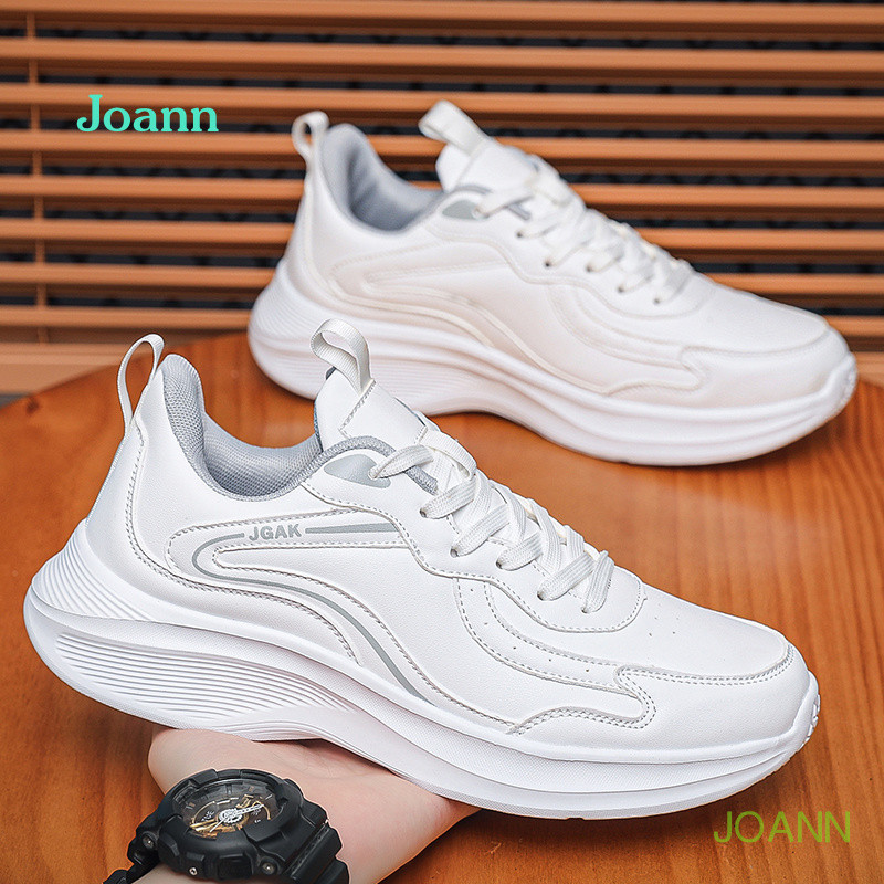 ขนาดใหญ่ 47/48/49/50 สีขาวรองเท้าผู้ชายหนังกันน้ํารองเท้ากีฬาลําลองรองเท้าวิ่งน้ําหนักเบา