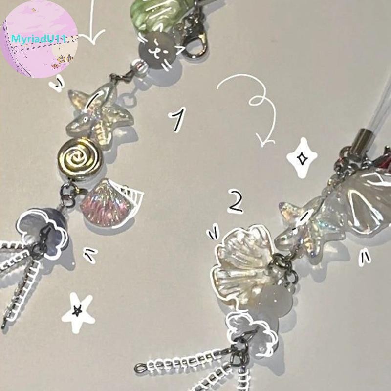 MyriadU น่ารักโทรศัพท์ Charm สายคล้องฤดูร้อน Ocean สไตล์เปลือกหอย Jelly จี้ปลา Key สายคล้องสาวผู้หญิงกระเป๋าพวงกุญแจ Keycord TH