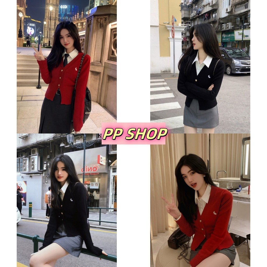 PP Shop​ ​พร้อมส่ง เสื้อไหมพรม เสื้อกันหนาว คาร์ดิแกน คอวี กันหนาว กระดุมหน้า เสื้อคลุมแขนยาว เข้ารูป สไตล์เกาหลี#M087