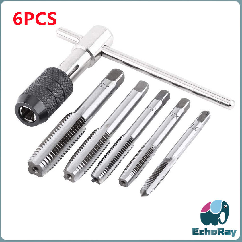 E.R ชุดต๊าบเกลียว 6 ชิ้น ประกอบด้วยด้ามต๊าป M3x0.5, M4x0.7, M5x0.8, M6x1,M8x1.25 Tap wrench set