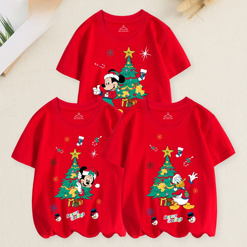 (จัดส่งตลอด 24 ชั่วโมง)KIDS PRINCESS เสื้อยืด พิมพ์ลายมิกกี้เมาส์ คริสต์มาส สีขาว สําหรับเด็กผู้หญิง และเด็กผู้ชาย T4564