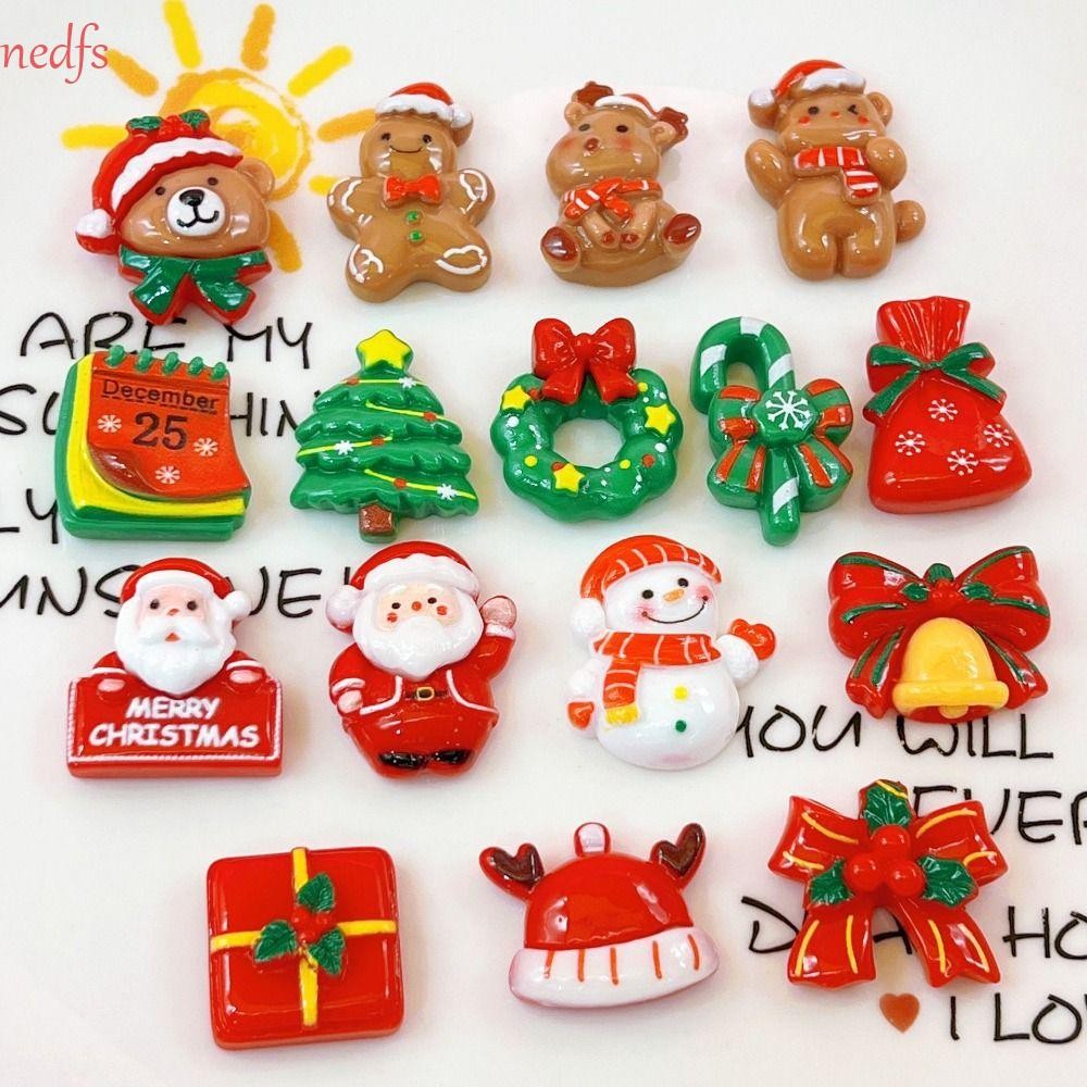 Nedfs 5 ชิ้นวัสดุตู้เย็นคริสต์มาส,Handmade 3Dเครื่องประดับตู้เย็นคริสต์มาส,อเนกประสงค์น่ารักการ์ตูนDIYเรซิ่นอุปกรณ์เสริมห้องนอน