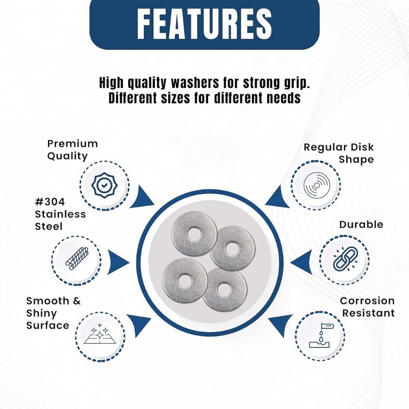 180 ชิ้น/กล่องสแตนเลสด้านล่างแบนเครื่องซักผ้าโลหะ/สกรู Bolt แบนเครื่องซักผ้าชุด/ปะเก็นแบนแหวนธรรมดา M2 M2.5 M3 M4 M5 M6 M8 M10 - รูปที่ 6