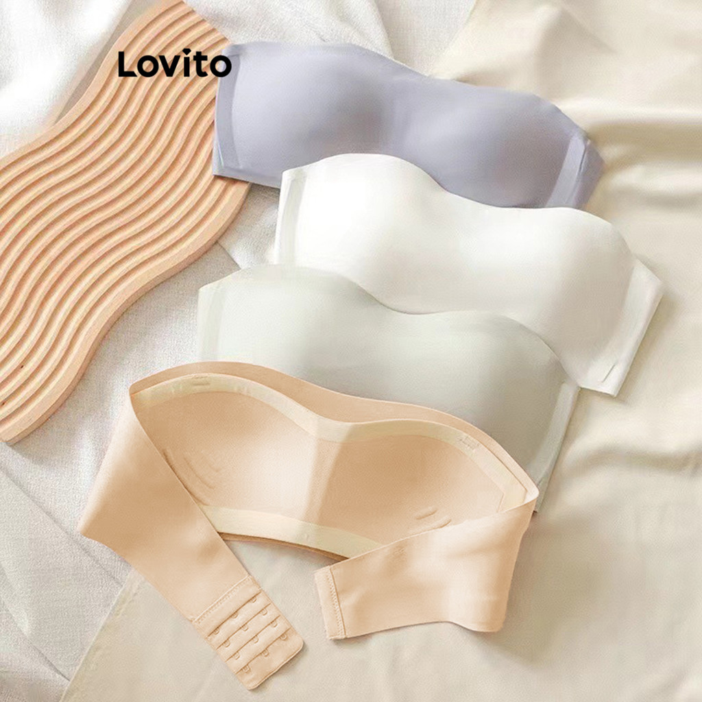 Lovito บราเล็ตต์ผู้หญิง เบสิก สีพื้น สไตล์ลำลอง LNL70097