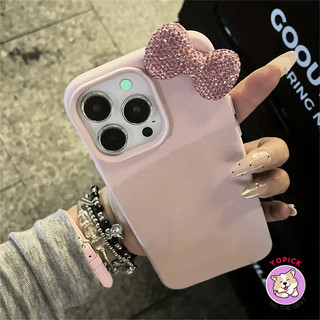 หรูหราrhinestoneโบว์หนังเคสโทรศัพท์สําหรับiphone 16 16Pro 16Plus 16Pro Max 11 12 13 14Plus 15Pro XR XS Max 7 8Plusฝาครอบโทรศัพท์ซิลิโคนน่ารักการ์ตูนสาวเพื่อนปัจจุบันPWK