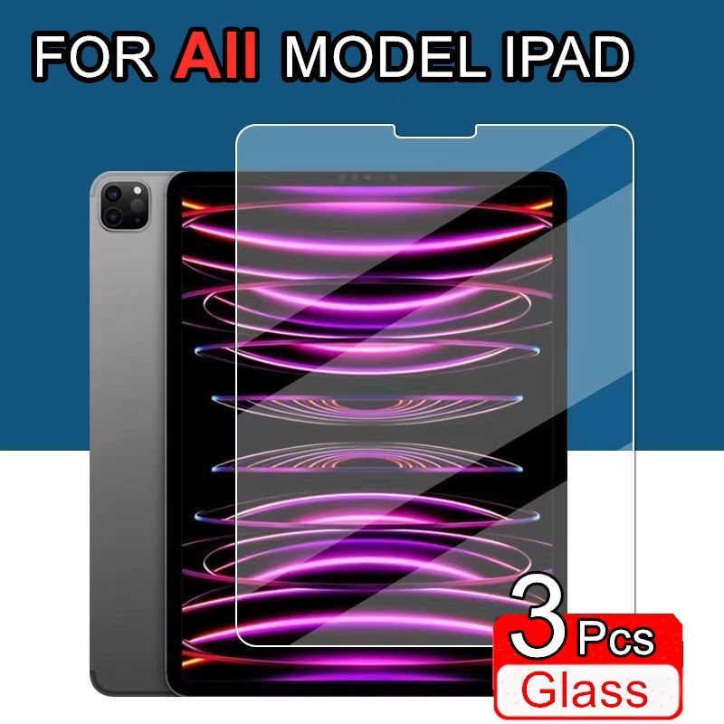 1/2/3 ชิ้นกระจกนิรภัยป้องกันหน้าจอสําหรับ iPad Mini 1 2 3 4 5 6 7 Air Pro 11" 9.7" 10.2" 10.9" 10.5"