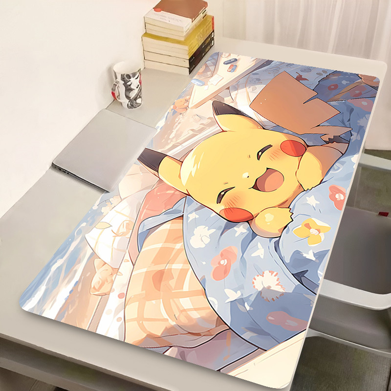 สีเหลือง Thundercloud แผ่นรองเมาส์ XXL ญี่ปุ่นอะนิเมะคีย์บอร์ดพรมแล็ปท็อป P-pokemon P-pikachu Mousepad PC Kawaii Gamer ตู้โต๊ะ Mat
