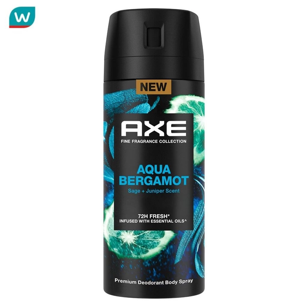 Axe แอ๊กซ์ พรีเมียม ดีโอโดแรนท์ บอดี้ สเปรย์ อควา เบอกาม็อท 135 มล. น้ำหอม ระงับกลิ่นกาย