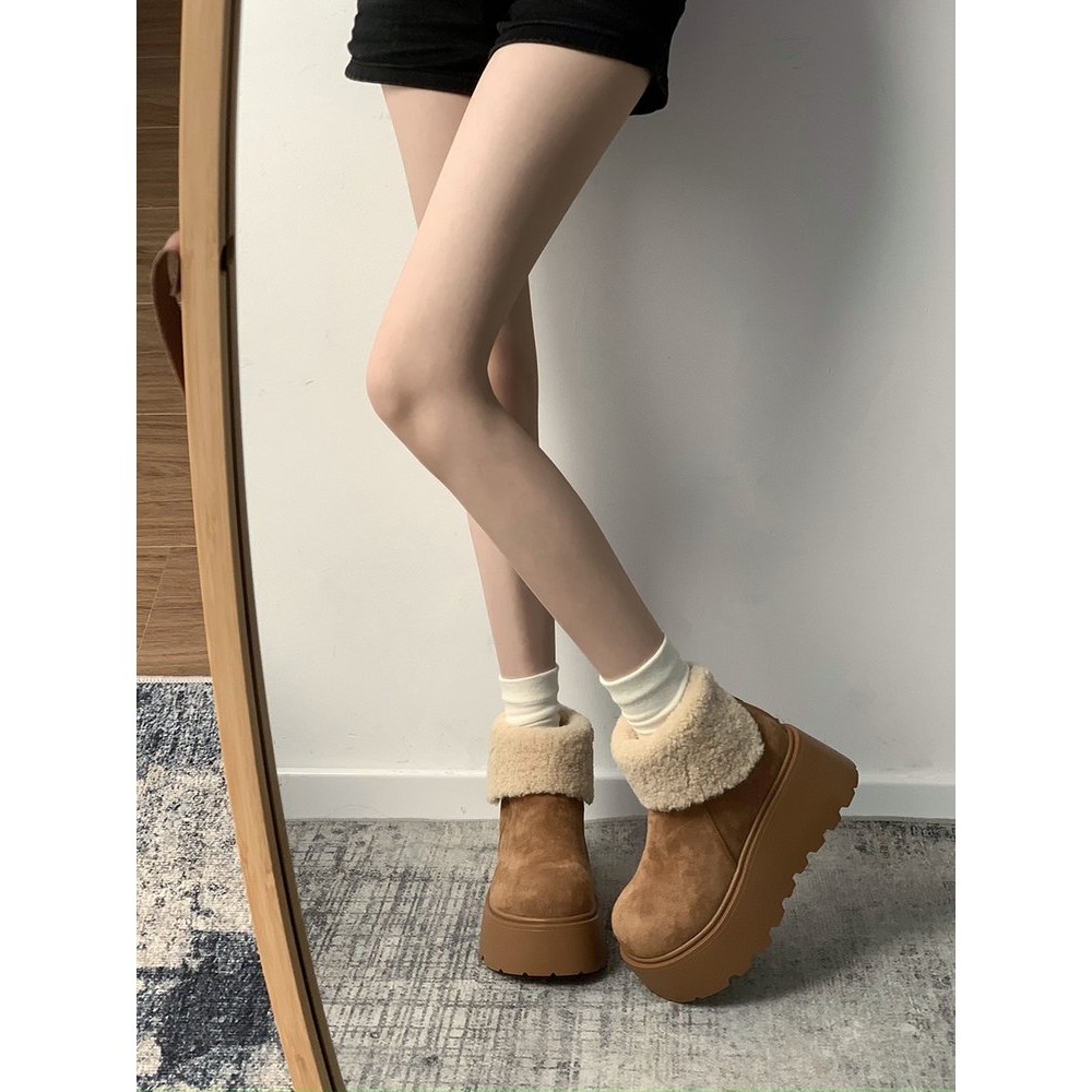 รองเท้าบูทสั้นผู้หญิงพื้นหนารอบนิ้วเท้าด้านหลังซิปรองเท้าผู้หญิงยาง - รูปที่ 3