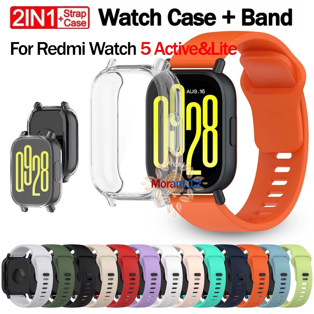 เคส TPU + สายซิลิโคนเดิมสําหรับ Xiaomi Redmi Watch 5 Active & Lite หน้าจอป้องกัน Redmi Watch 5 Active Lite band กีฬาสร้อยข้อมือ Accesorios