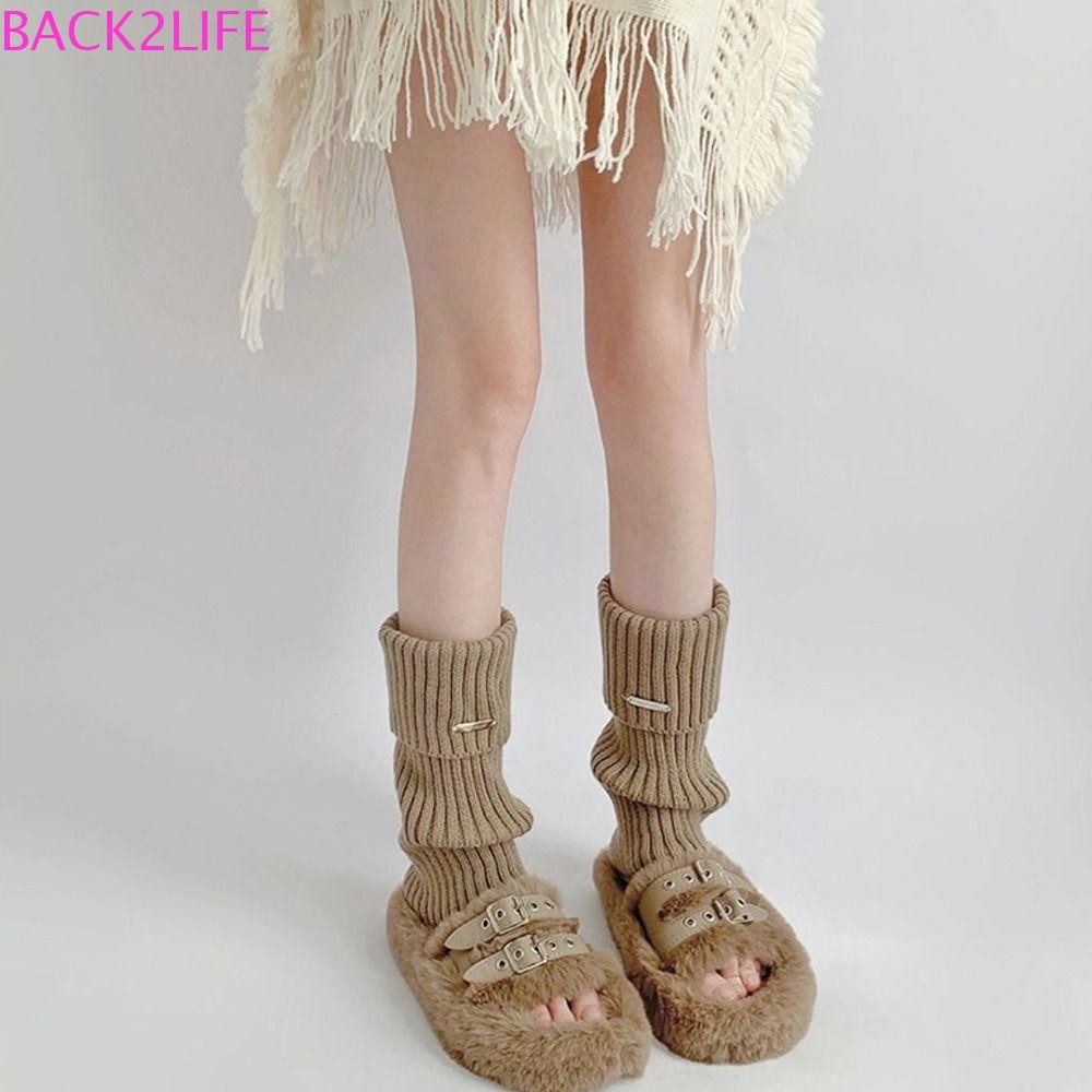 Back2life ฝาครอบเท้าถัก, สไตล์ญี่ปุ่น Y2K Lolita รองเท้า, ฝาครอบเท้า JK Punk Gothic หวานโบว์ขาอุ่นนักเรียน