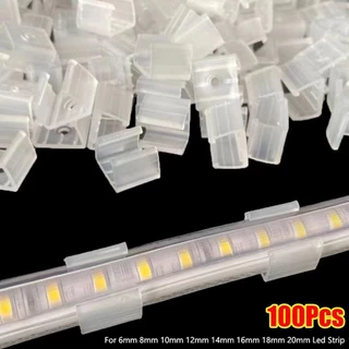จัดส่งจากประเทศไทยDOLCEZO 100 ชิ้นหัวเข็มขัดยึดไฟ, 8-20 มม.220 โวลต์ยืดหยุ่น COB LED Strip คลิปคงที่,ผู้ถือโคมไฟติดตั้ง 5050/5730/2835 โคมไฟติดผนังพลาสติกเชื่อมต่อ
