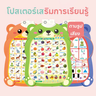 BHQ โปสเตอร์พูดได้ ติดผนัง โปสเตอร์มีเสียง ฉบับภาษาไทย สัตว abc 1-100 ของเล่นเด็ก เสริมพัฒนาการ