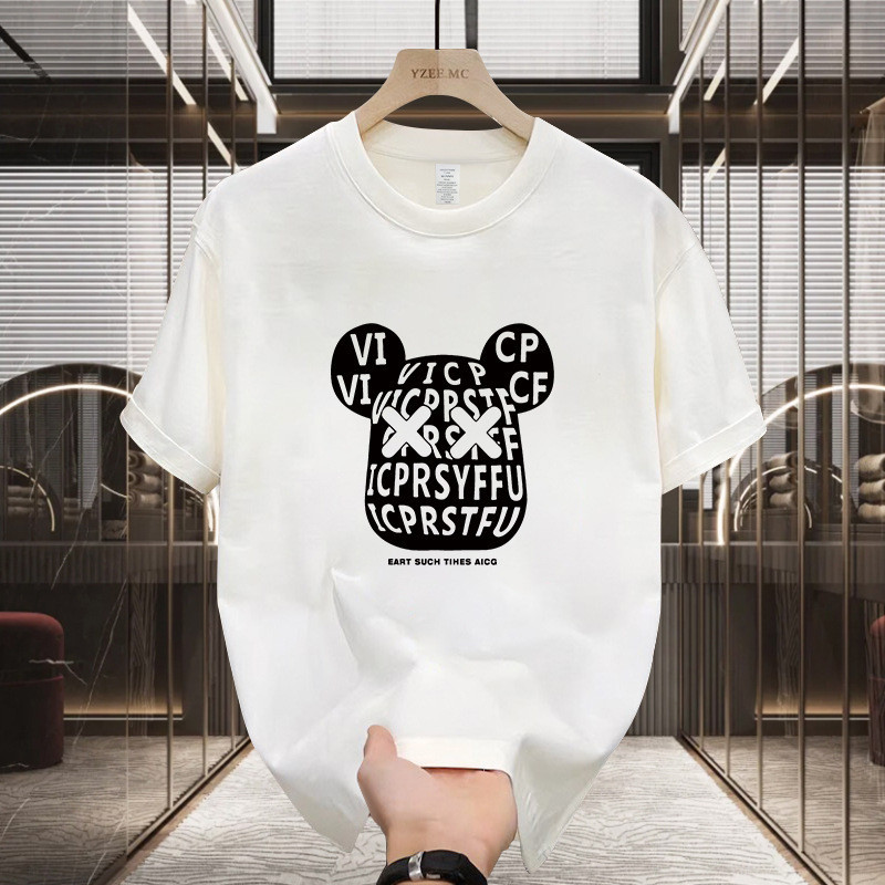 ฤดูร้อนผ้าฝ้ายแขนสั้นเสื้อยืดผู้ชายและผู้หญิงสไตล์เดียวกันสบาย ๆ ทุกการแข่งขันหลวมคอกลมครึ่งแขนเสื้อขนาดใหญ่