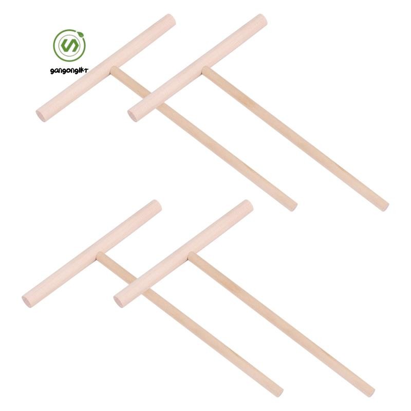 [gangong1kr]เครื่องทําเครปรูปตัว T 4 ชิ้นแป้งแพนเค้กไม้ Spreader Stick, เครื่องมือเครปไม้, เครื่องกระจายเครปสําหรับทําเครป