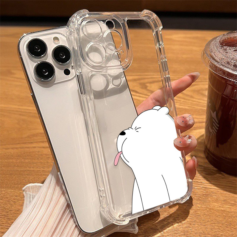 🔥MAX🔥 เคสโทรศัพท์มือถือแบบใส กันกระแทกหมีเทาปีfor 7 Plus X/XR 11/13/12/14/15 Plus เคสโทรศัพท์