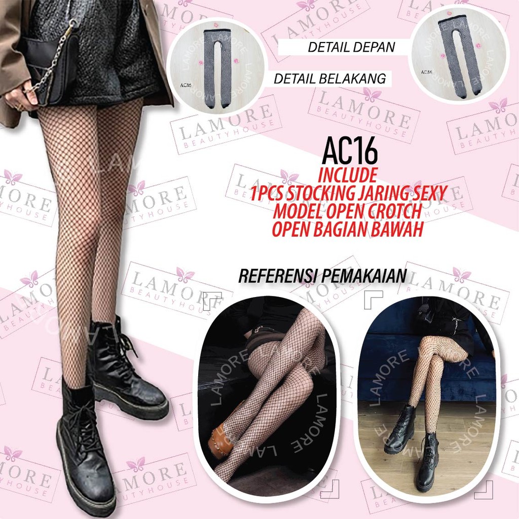 Croacth Stocking Mesh Lingerie สีดํา Ac16