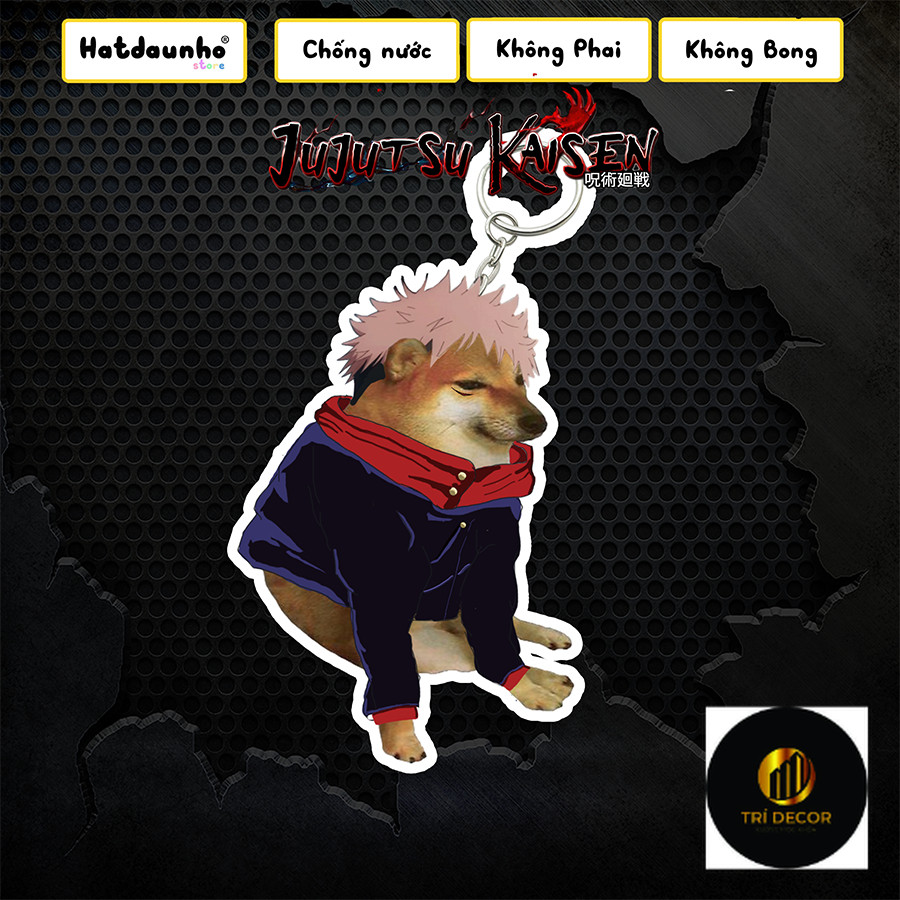 สไตล์ตลก cheems meme shiba iu Yuji Idatori พวงกุญแจ Jujutsukaisen พวงกุญแจรถจักรยานยนต์ พวงกุญแจคู่