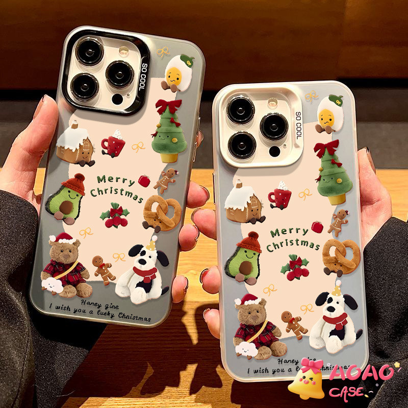 เคสไอโฟน13 สำหรับ iPhone 16 11 15 13 14 12 Pro Max XR 16 7 8 15 14 Plus X XS Max การ์ตูนน่ารักตุ๊กตาสุขสันต์วันคริสต์มาส