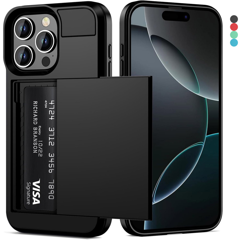 สําหรับiphone 16 15 14 Plus 13 12 Mini 11 Pro Max XR X/XS Max 7 8 Plus SE2 SE3 ซ่อนช่องเสียบการ์ดเลื่อนเคสโทรศัพท์, Slim Dual Layerกันกระแทกกระเป๋าสตางค์ป้องกันฮาร์ดเชลล์ปกหลัง