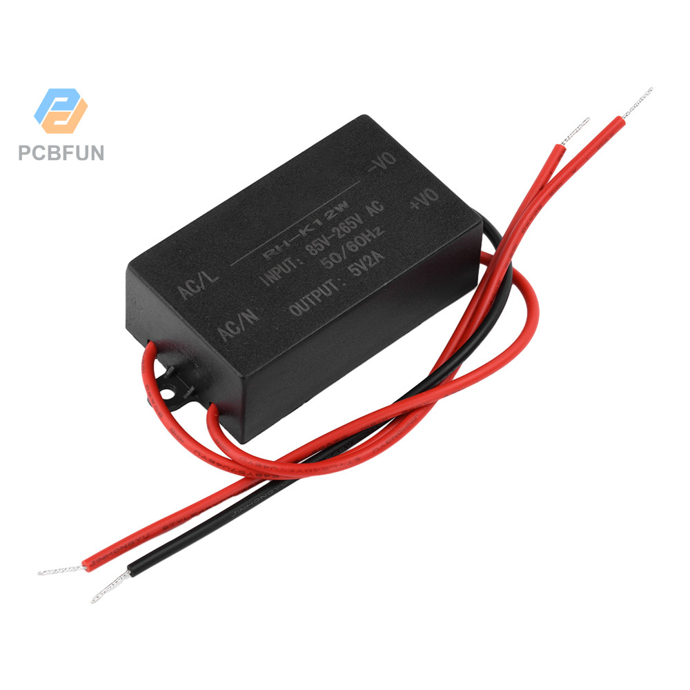 Pcbfun AC/DC ถึง DC Buck โมดูล AC85-265V ถึง DC5V2A 12V1A 12W มินิแหล่งจ่ายไฟกันน้ํา DC Regulator