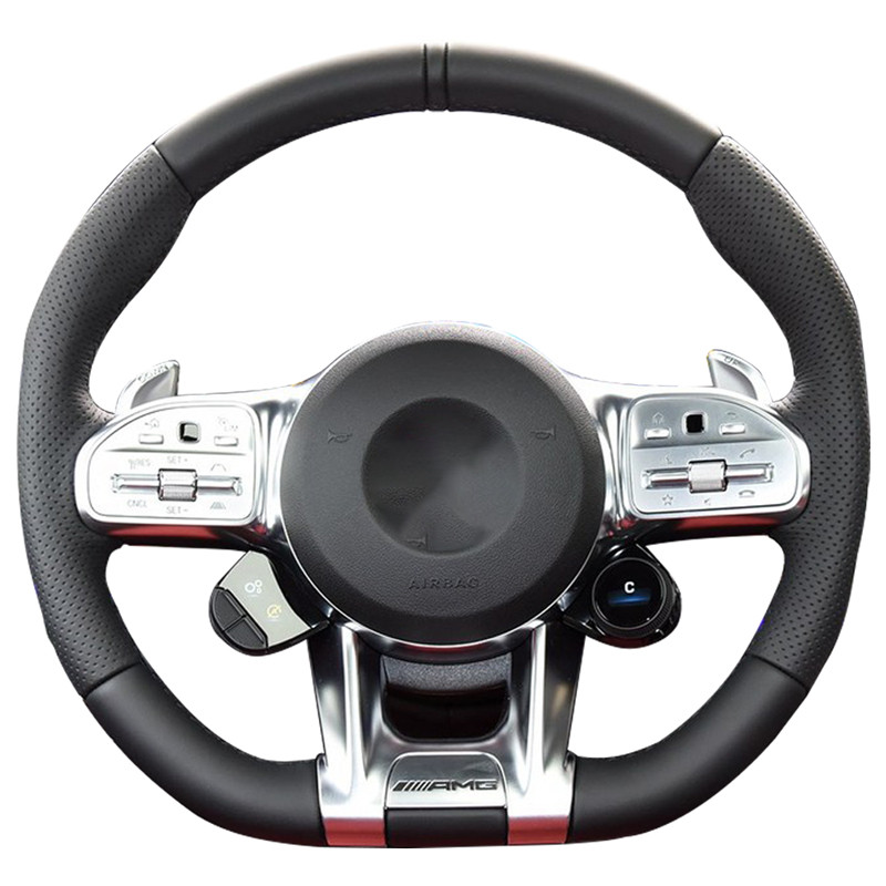 DIY ที่กําหนดเองพวงมาลัยรถสําหรับ Mercedes-Benz AMG C43 E53 S63 GLE G63 Auto หนังเทียมพวงมาลัย