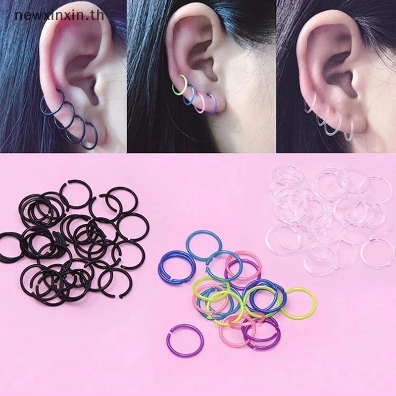 ^N^ 30 ชิ้น/กล่องผู้หญิง Vintage รอบเรซิ่น Hoop ต่างหูสีสัน Antiภูมิแพ้ปราศจากเชื้อ Rod พลาสติกขนาดเล็กหูแหวนต่างหูต่างหู {T}