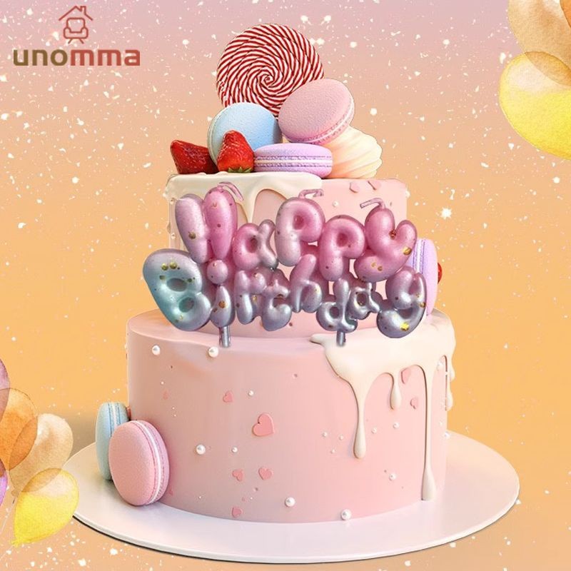 🎈เทียนวันเกิด Happy Birthday เทียนLOVE สีพิเศษ(พร้อมส่ง) unomma