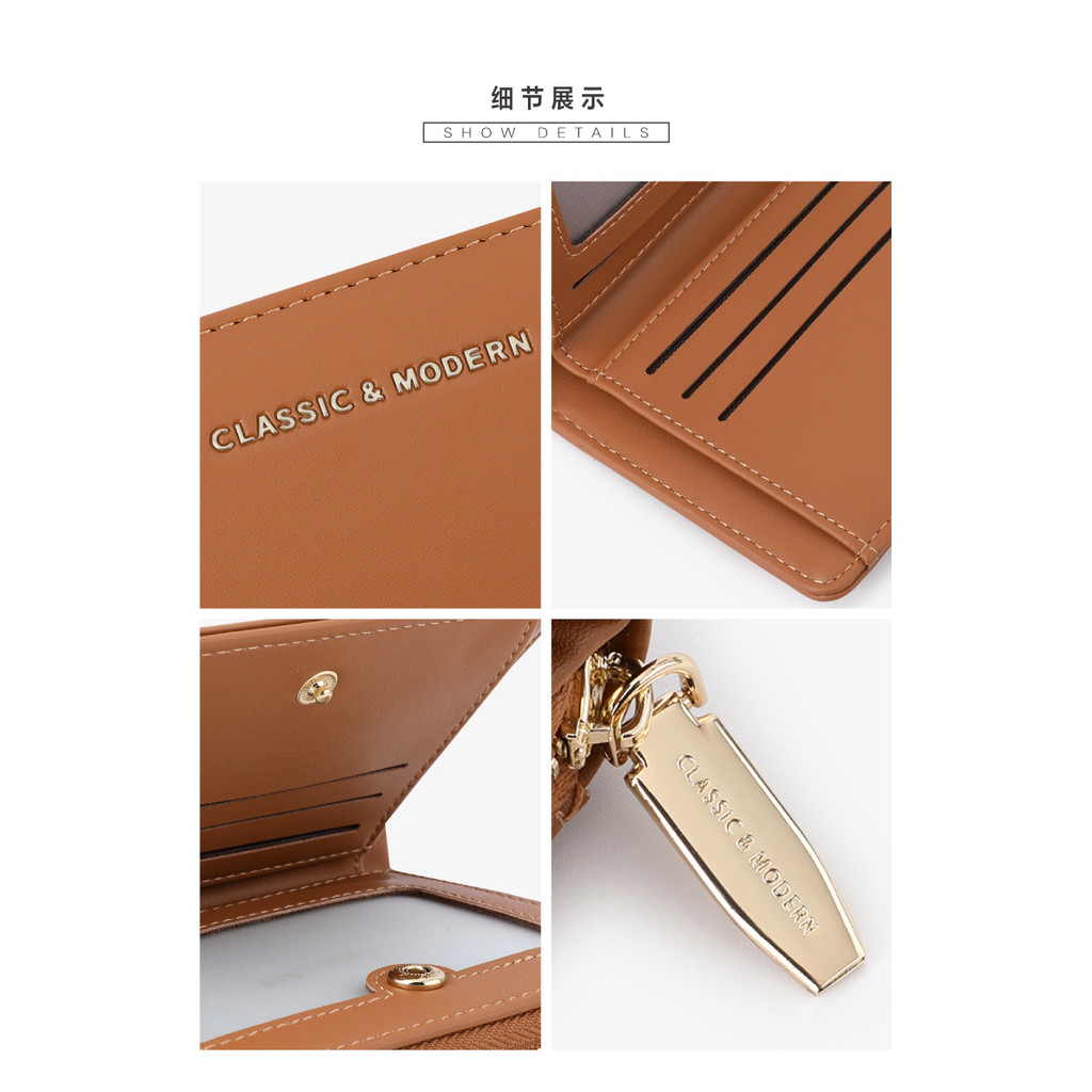 2025 ใหม่ Ladies Leather Niche Simple Wallet Ladies Multi-card Small Purse