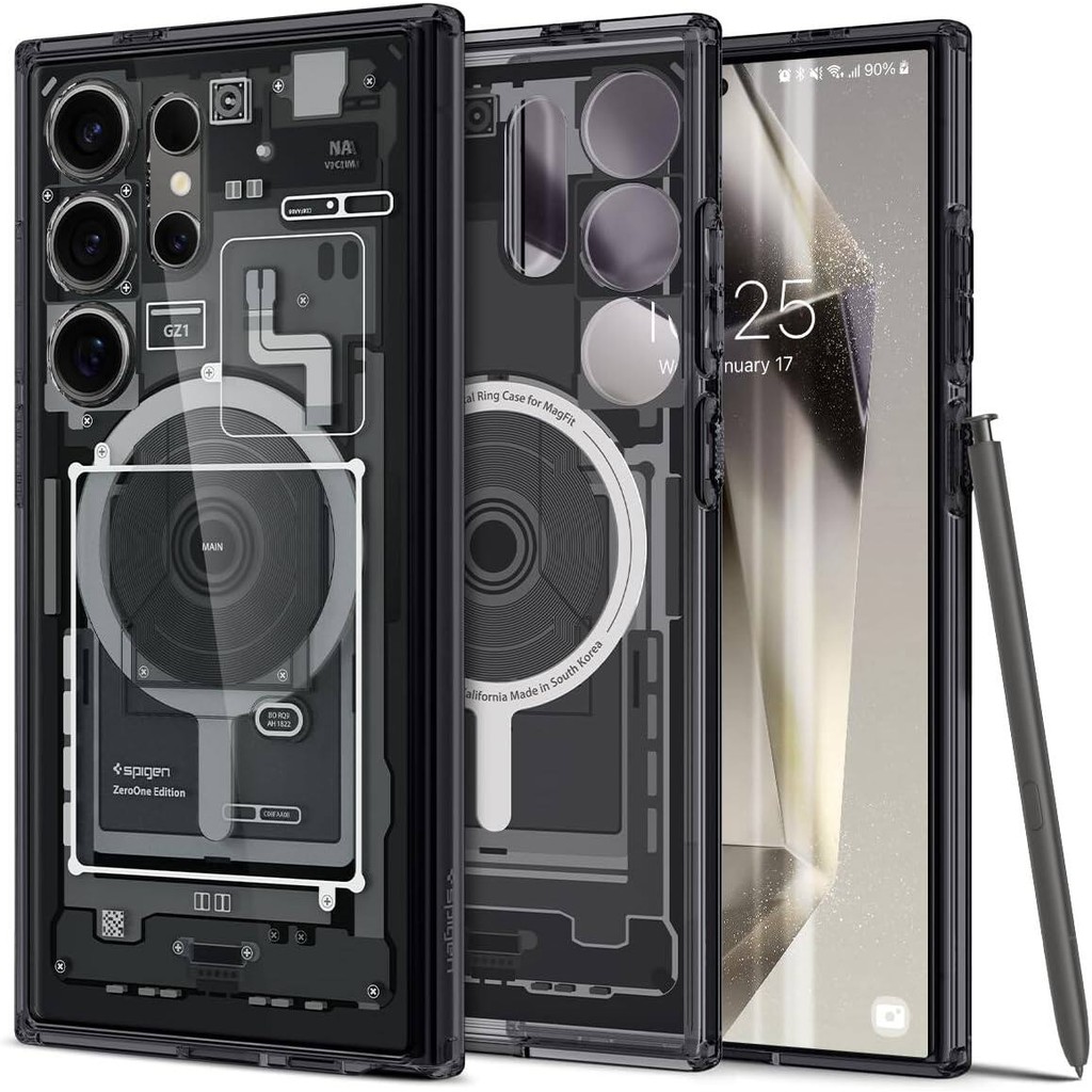 Spigen Ultra Hybrid Metal Ring MagFit Designed สําหรับ Galaxy S24 Ultra/S23/S22 Ultra Case (2024) [การป้องกันเกรดทหาร] เข้ากันได้กับแม่เหล็ก - Zero One