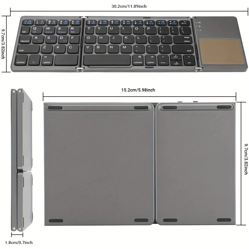คีย์บอร์ดไร้สายพับได้พร้อมทัชแพด สำหรับ Android Windows PC แท็บเล็ต thumbnail 8