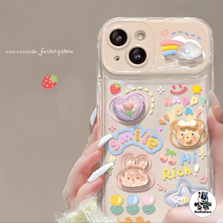 เคส + ตุ๊กตา 3D DIY สำหรับ iPhone 11 15 14 13 12 Pro MAX 7 8Plus X XR XS MAX เคสโทรศัพท์ กันกระแทก กรณีโทรศัพท์กระจกพลิก