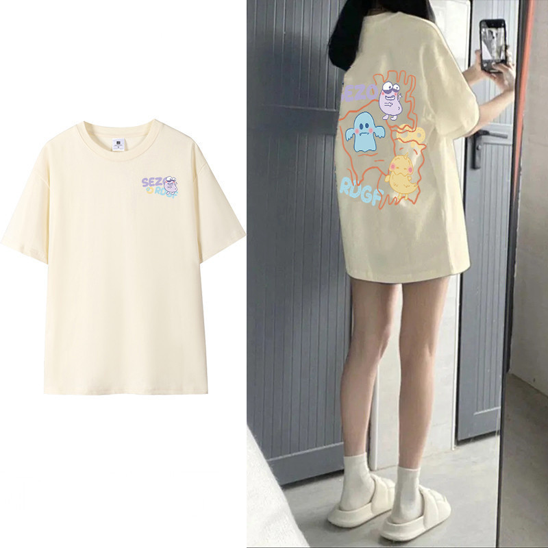 【ส่งจากไทย】เสื้อยืดฤดูร้อนสไตล์อินสไตล์เกาหลี เสื้อยืดแฟชั่น สวมใส่สบาย พิมพ์ลายดิจิตอล ผู้หญิง Clothing Tshirt