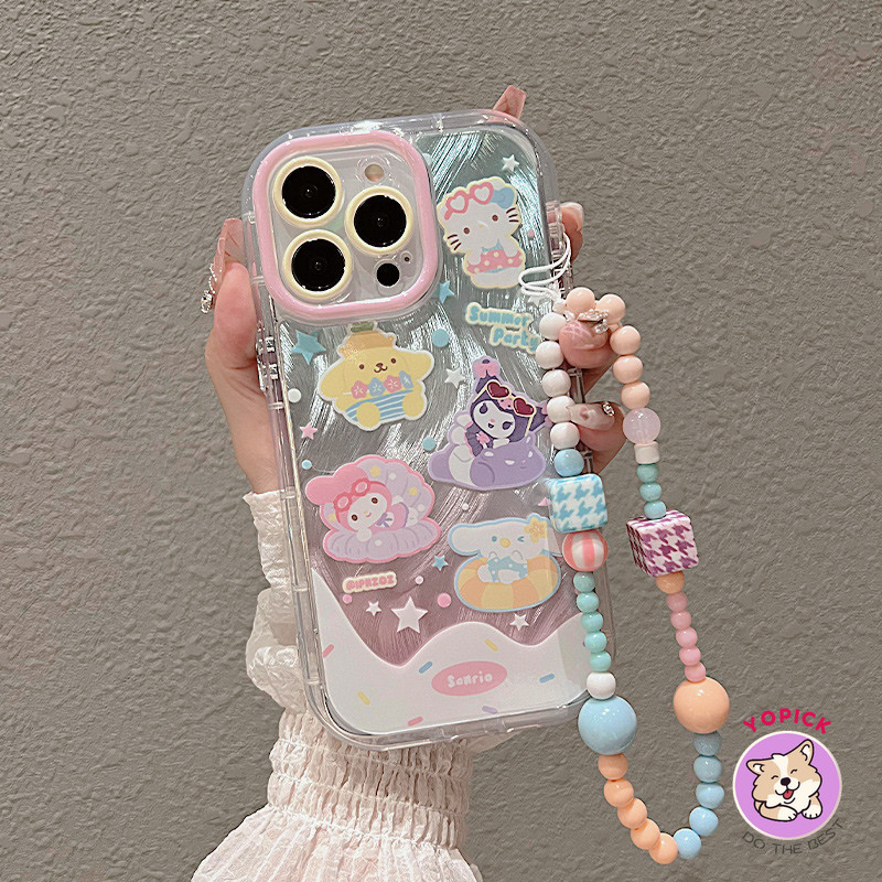 น่ารักการ์ตูนนางเงือกเคสโทรศัพท์iphone 16 15 14 13 12Pro Max 11 XR XS Max 7 8 Plus SE2020 สร้อยข้อมือการ์ตูนฝาครอบโทรศัพท์สําหรับiPhone 16Pro 16Plus Soft Case NYS