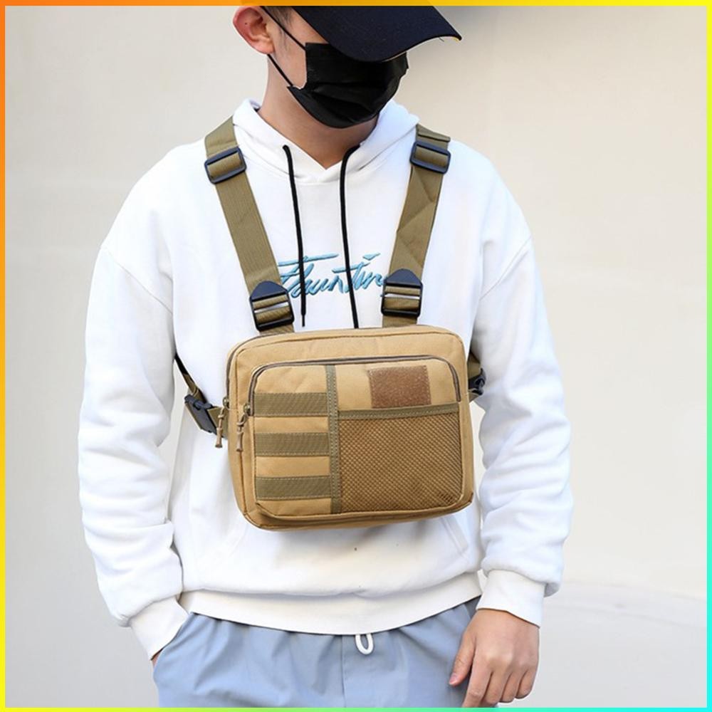รถมอเตอร์ไซค์รถยนต์★ Chest Rig Packs Fashion Punck Chest Bag Oxford Multifunctional for Hiking Sports
