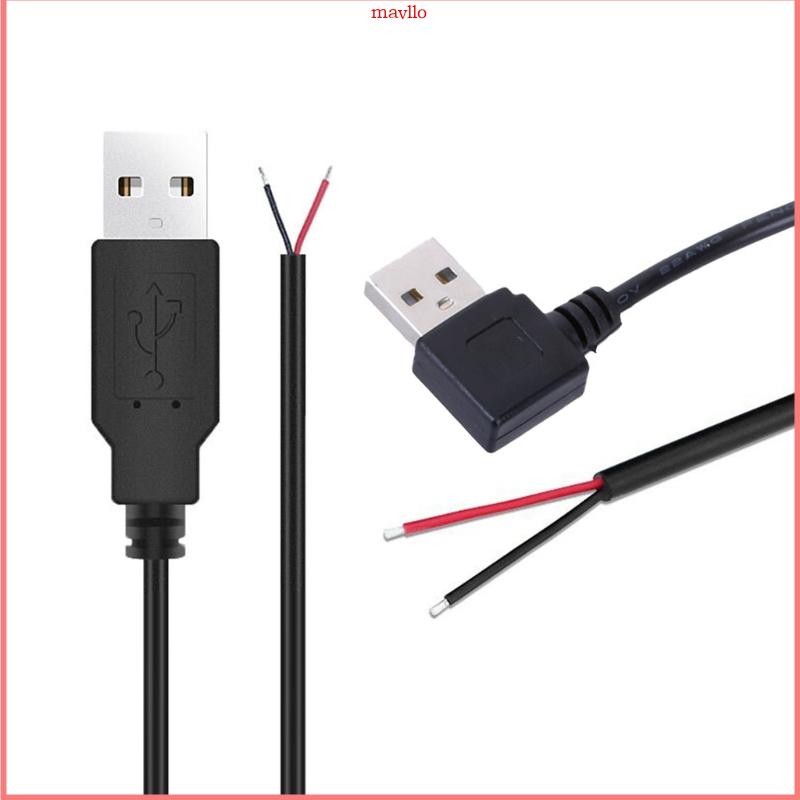 Mavlo USB เปิดปลายสายแหล่งจ่ายไฟสําหรับพัดลมแสงเครื่องบันทึกการขับขี่ 22AWG USB ชาย 2 ขาเปลือยสายไฟสายชาร์จ