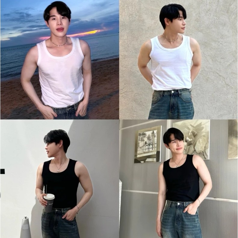 เสื้อกล้าม ทรงเข้ารูป สไตล์เกาหลี รุ่นนี้ผ้าหนาอย่างดี ไม่บาง B50