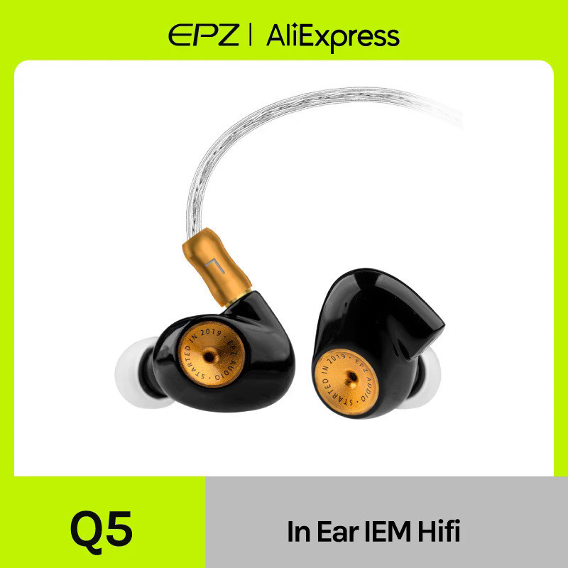 EPZ Q5 Earphones Wired HIFI Ceramic Carbon Nano Moving Coil IEM In Ear Monitor MMCX Detachable Cable