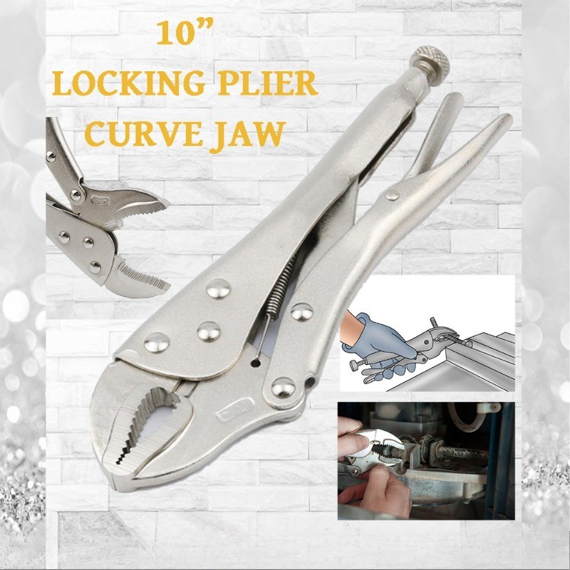 10INCH 250 มม.เหล็กคาร์บอนล็อค PLIER VISE GRIP PLIER CURVE JAW HAND TOOL JAW CLAMPING WRENCH ล็อค PL