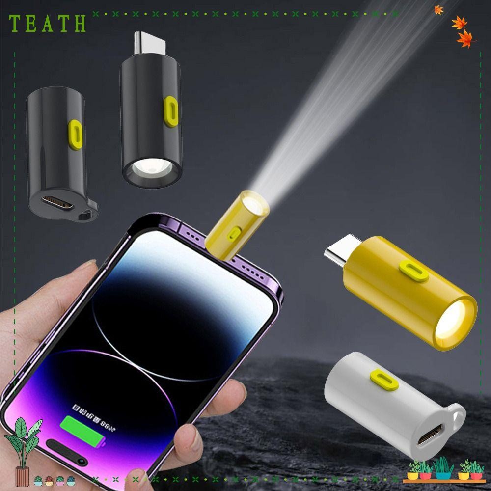 TEATH USB C โคมไฟฉุกเฉิน, แบบพกพาพร้อมไฟฉายขนาดเล็ก Type-C Lanyard, Plug and Play 230 High Lumens ไฟฉาย LED ขี่จักรยาน