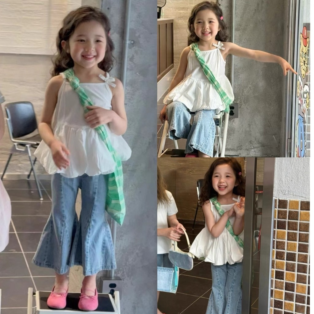 PRETTY BABY กางเกงเด็ก กางเกงยีนส์ขาม้า 9 ส่วน (1588)