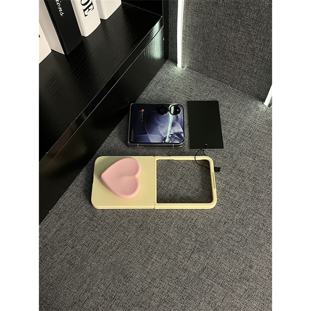 Insเคสโทรศัพท์สีทึบเกาหลีเรียบง่ายพร้อมวงเล็บหัวใจรักสําหรับXiaomi Mix Flip Mixflip Hardปกหลัง - รูปที่ 6