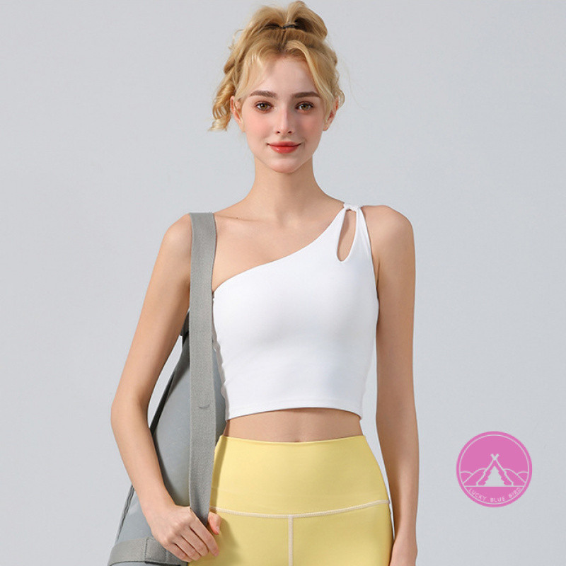 เสื้อกั๊กกีฬาผู้หญิงระบายอากาศปิดไหล่ด้วยเบาะลําลองกลางแจ้งวิ่งออกกําลังกายกางเกงชุดโยคะ
